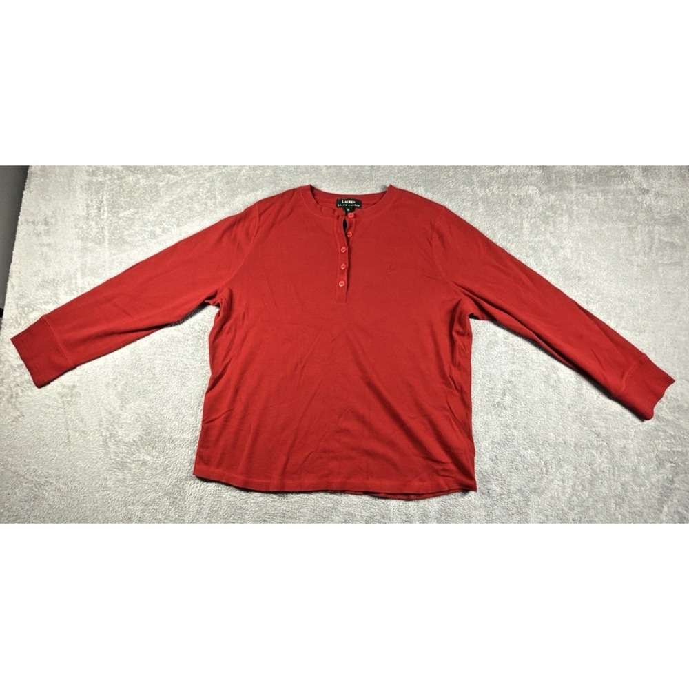 Vintage Lauren Ralph Lauren Women's Henley 5-Button Sweater Red Size 1X